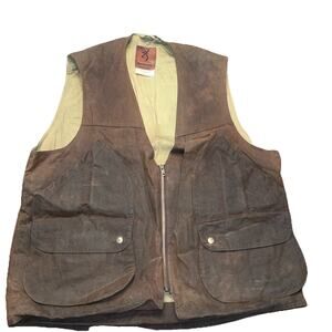VTG Browning Vest Mens XL Dura Wax Hunting Water Repellent 90s